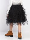 Girl's Black Layred Ruffled Tulle Skirt