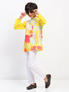 Boys Yellow Cotton Printed Ethnic Kurta Pajama Set