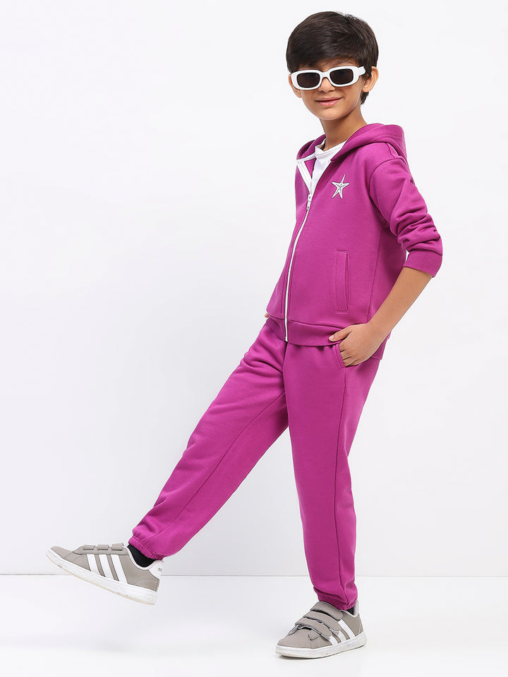 Boys Purple Long Sleeve Hoodies Sweatshirt Set