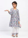 Girls Full Sleeve Paisley Print Ethnic Kurta and Bottom Set