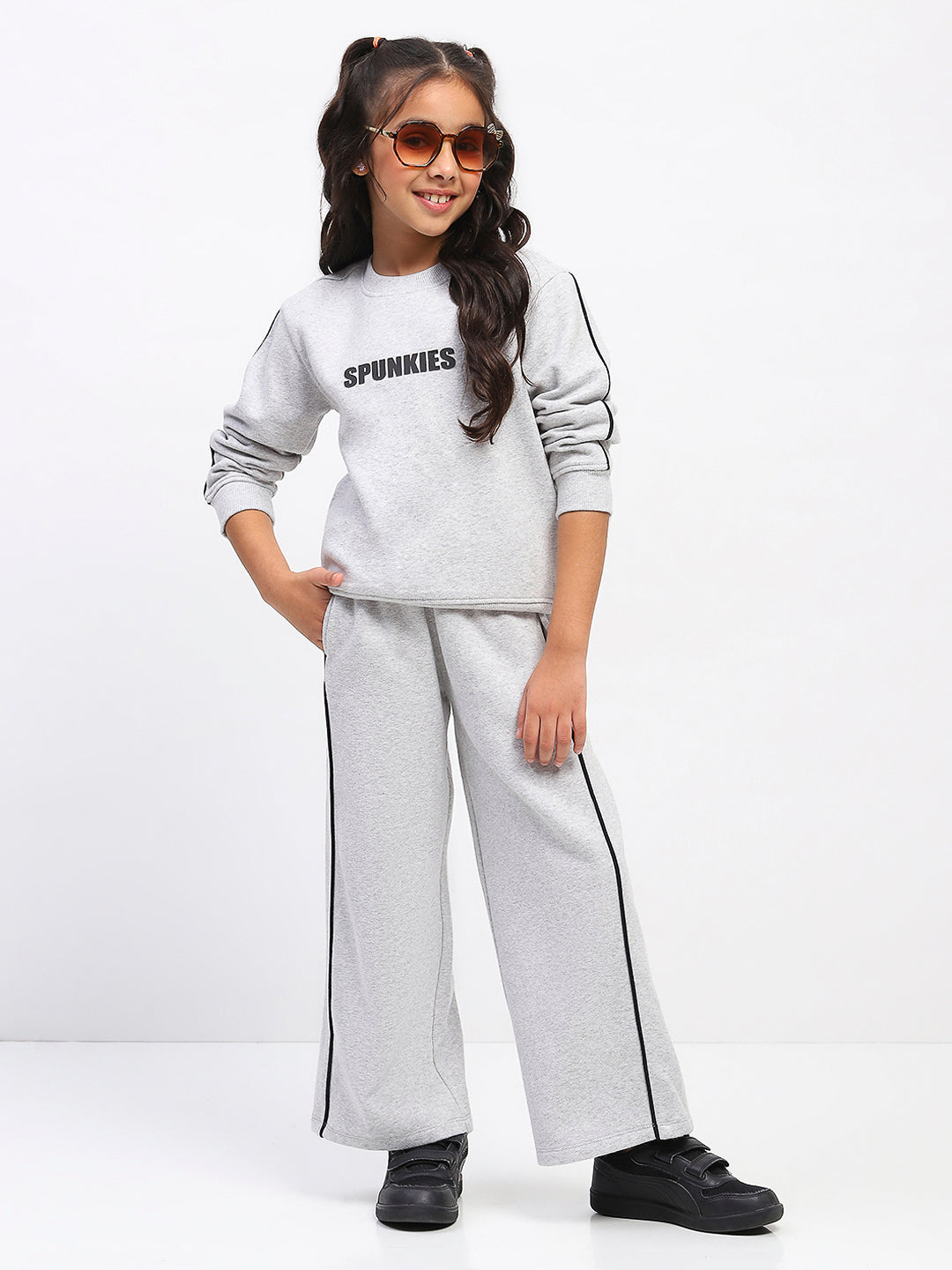 Girls Grey Long Sleeve Sweatshirt Set