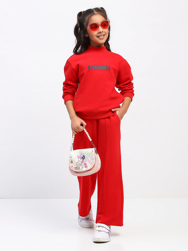 Girls Red Long Sleeve Sweatshirt Set