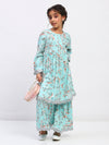 Girls Floral Print Ethnic Tiered  Kurta and Sharara Set