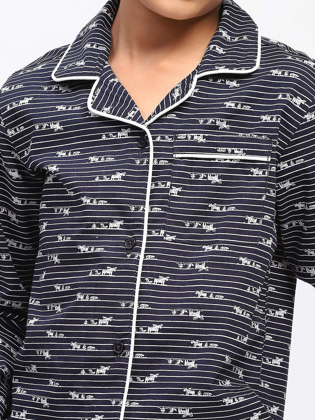 Boys Black Printed Night Suit Shirt & Pyjama Set