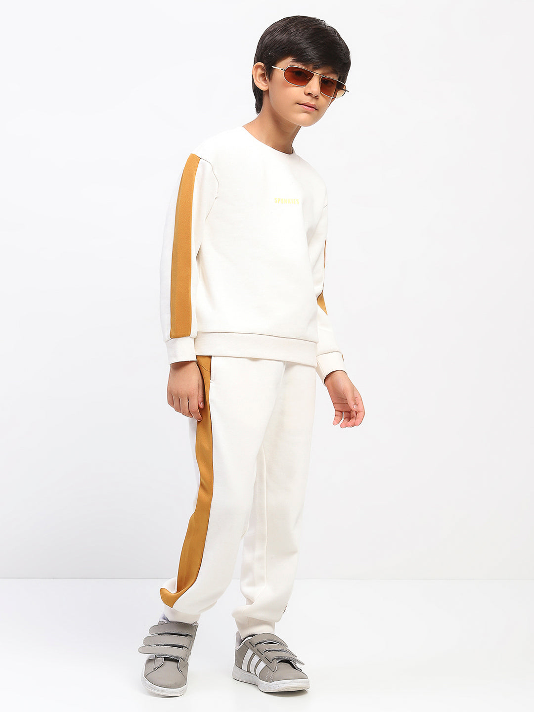 Boys White Long Sleeve Sweatshirt Set