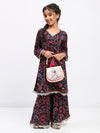 Girls Floral Print Ethnic Tiered  Kurta and Sharara Set