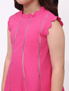 Girls Fuchsia Pink Ethnic Sleeveless Kurta with Palazzo Co-Ord Set
