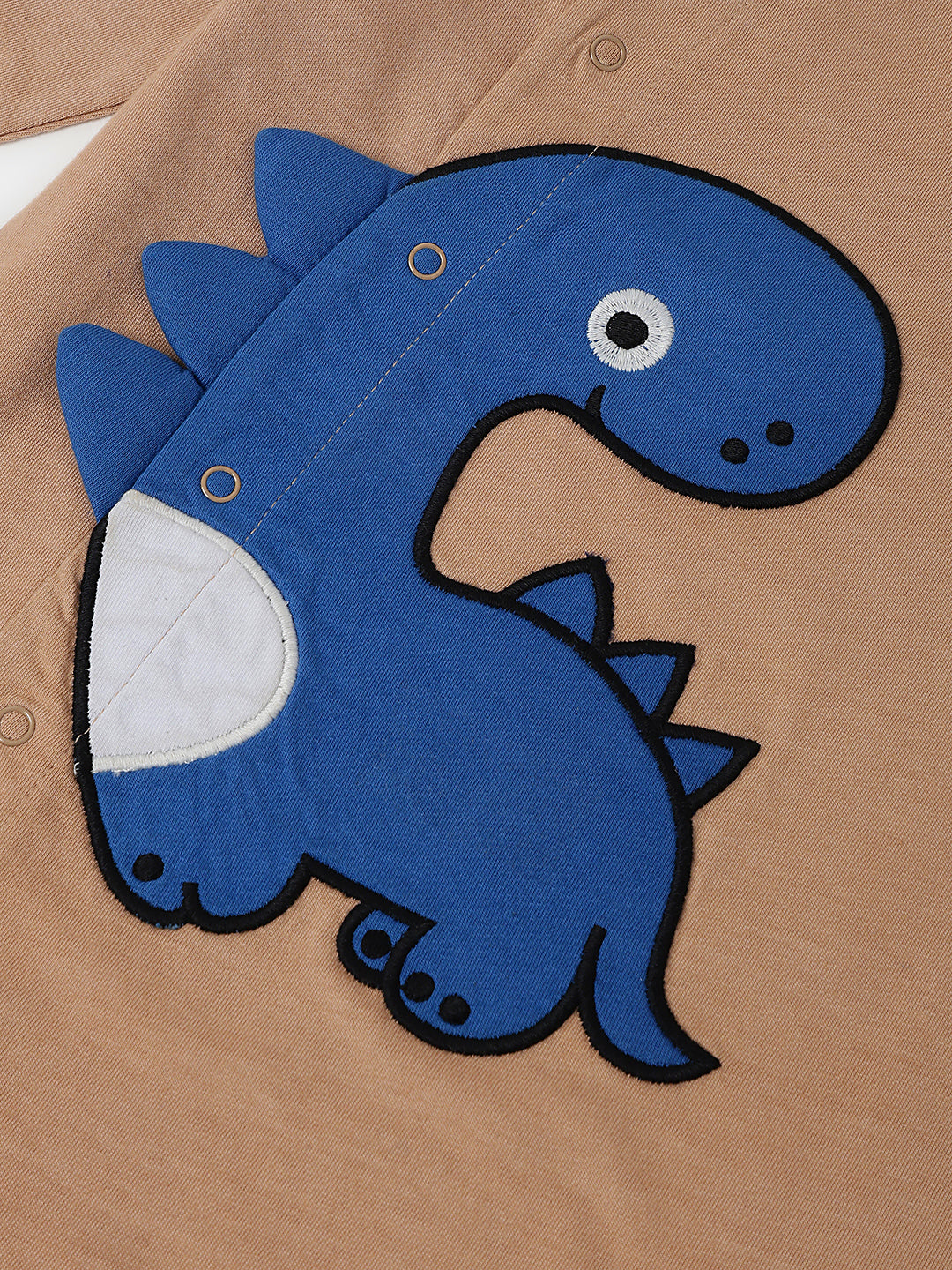 Infant Beige Cotton Round Neck Romper