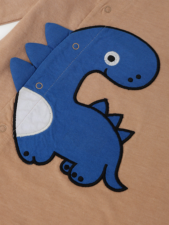 Infant Beige Cotton Round Neck Romper