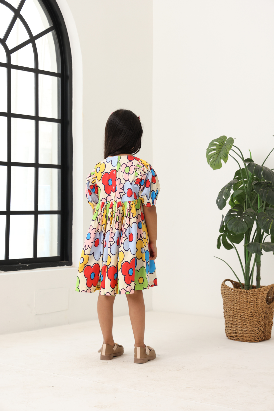 Girls' Multi Color Printed Dress