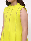 Girls Lime Green Ethnic Sleeveless Kurta with Palazzo Co-Ord Set