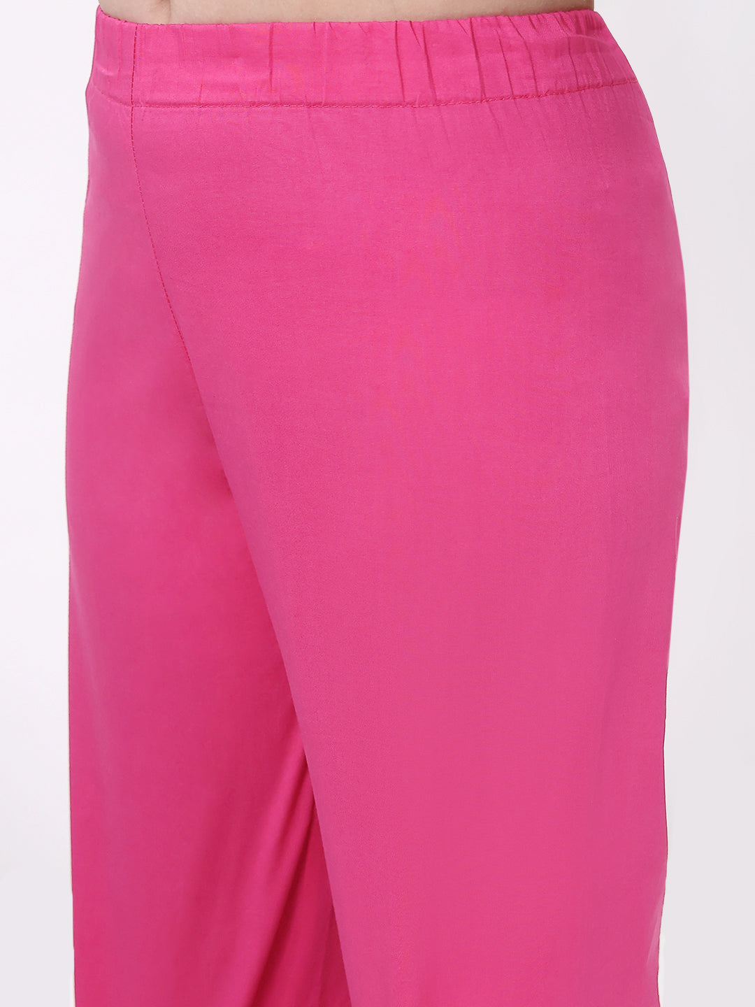 Girls Fuchsia Pink Ethnic Sleeveless Kurta with Palazzo Co-Ord Set