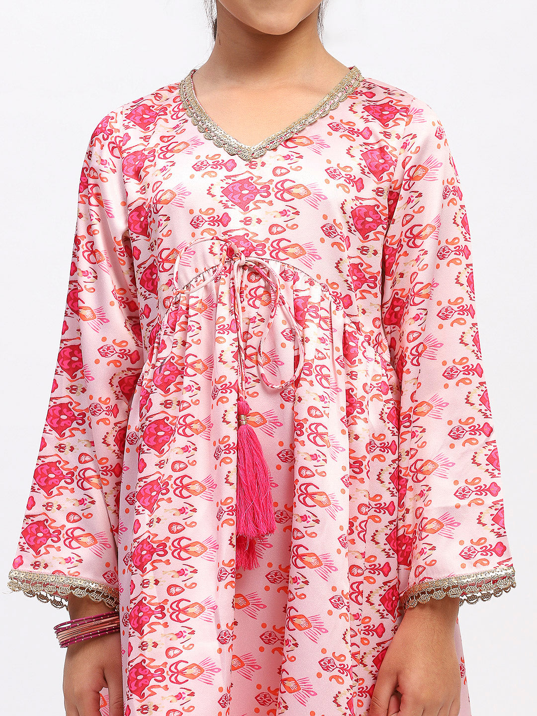 Girls Full Sleeve Printed Anarkali Kurta and Palazzo Set