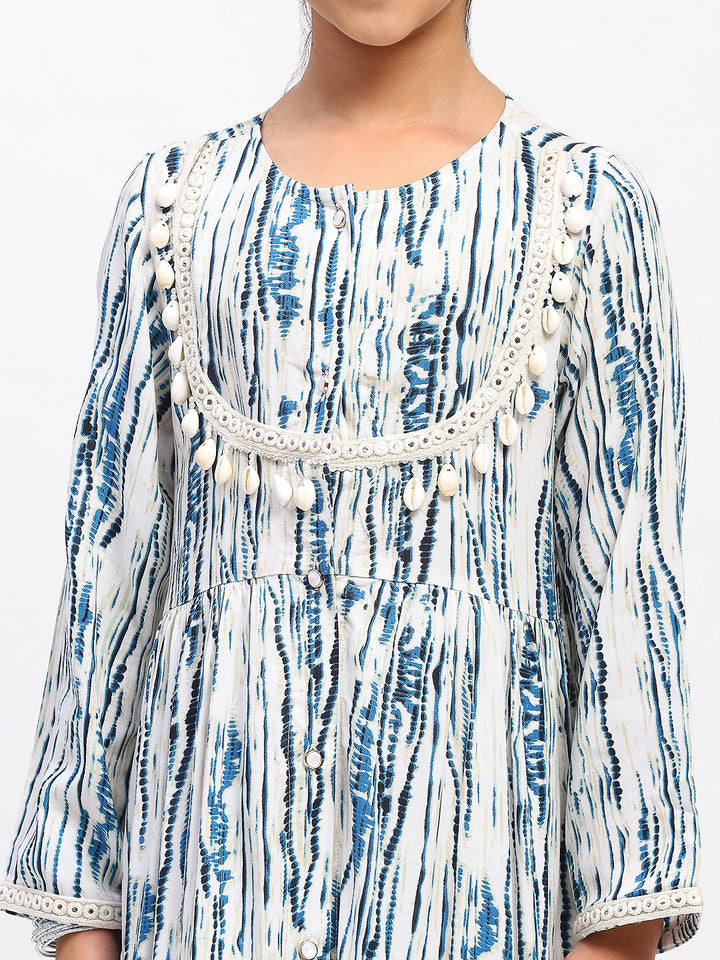 Girls Tie-Dye Print  Ethnic Kurta and Bottom Set