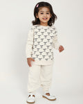 Kids white Long Sleeve Sweatshirt and Jogger Set