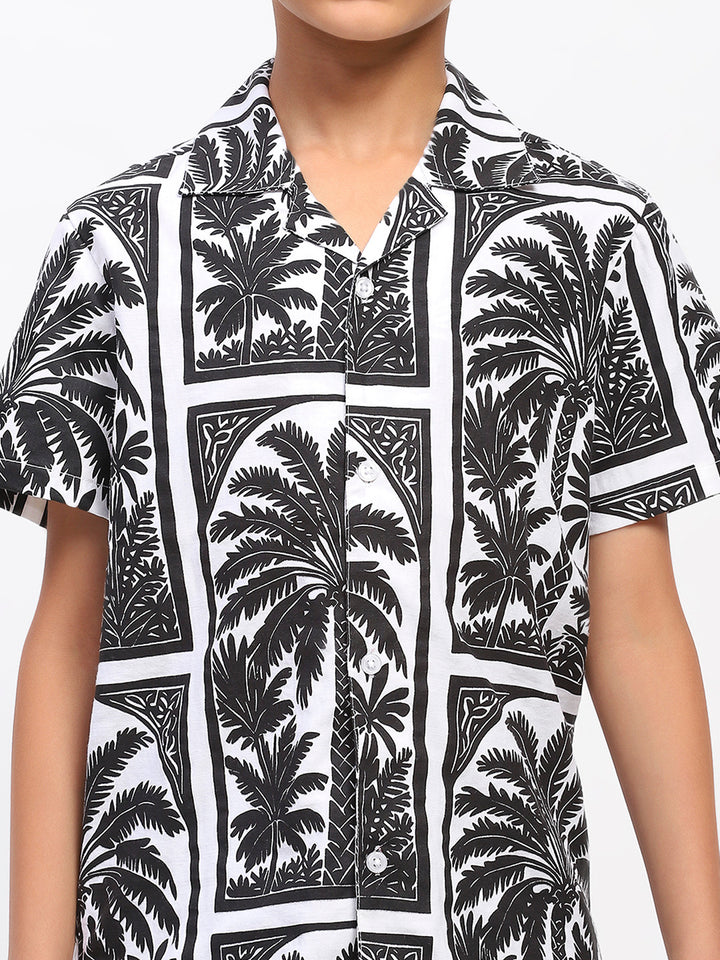 Boys White Palm Tree Print Co-Ord Set