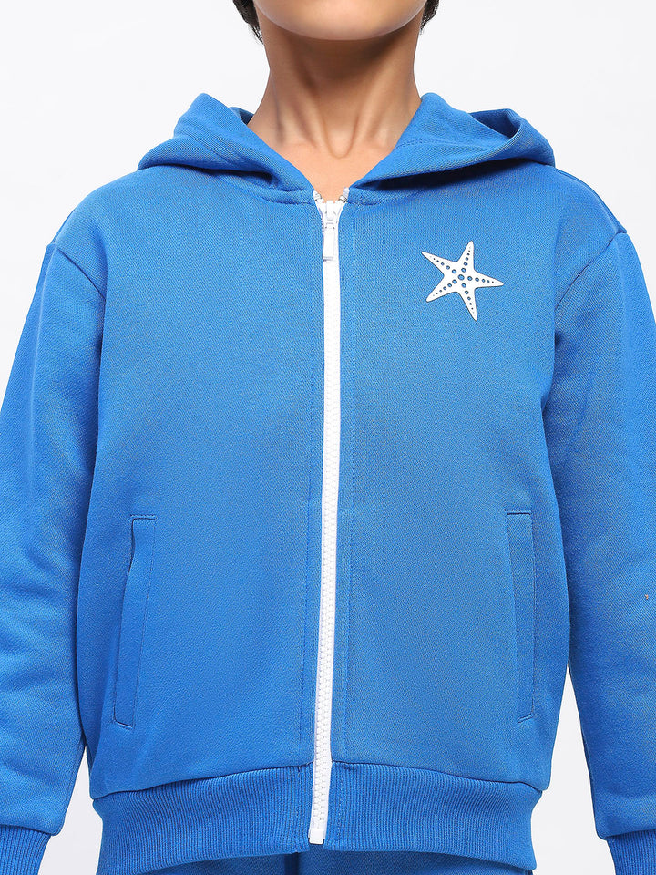 Boys Blue Long Sleeve Hoodies Sweatshirt Set