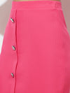 Stretch Ribbed Button Pink Skirt