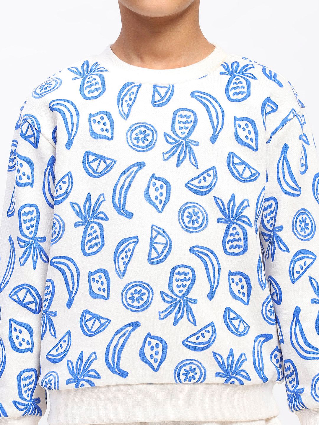 Boys White Long Sleeve Printed Sweatshirt Set