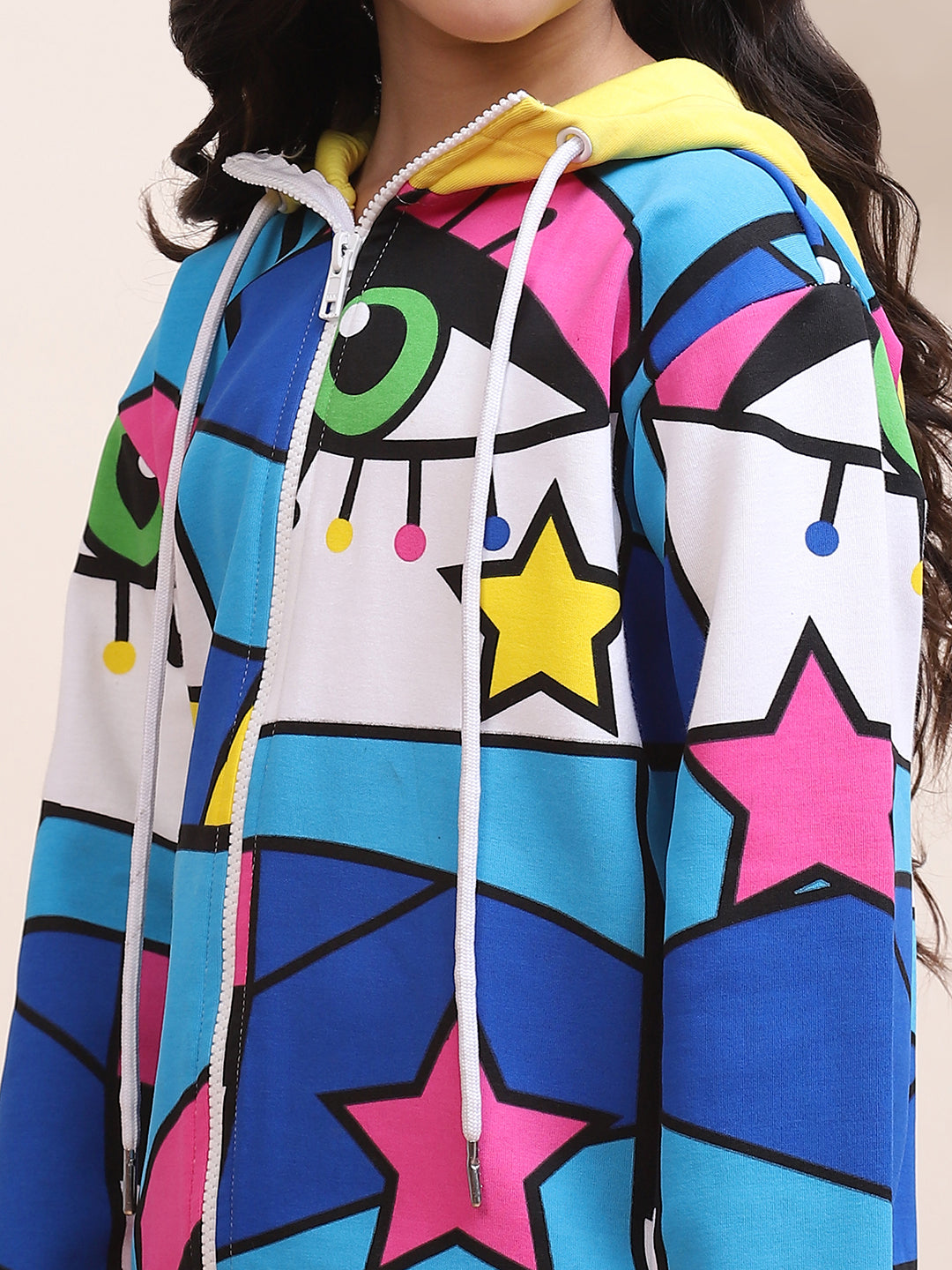 Girls Multicolor Star Print Jacket