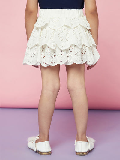 Kid Girl's Navy Blue Sleeveless Top with White Ruffled Skirt