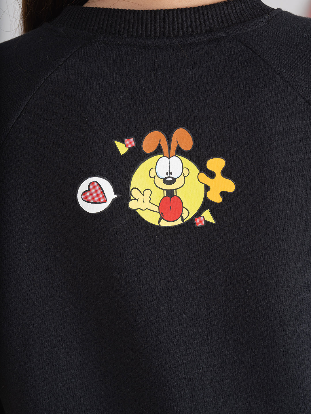 Casually Black Garfield Puff Printed Sweatshirt