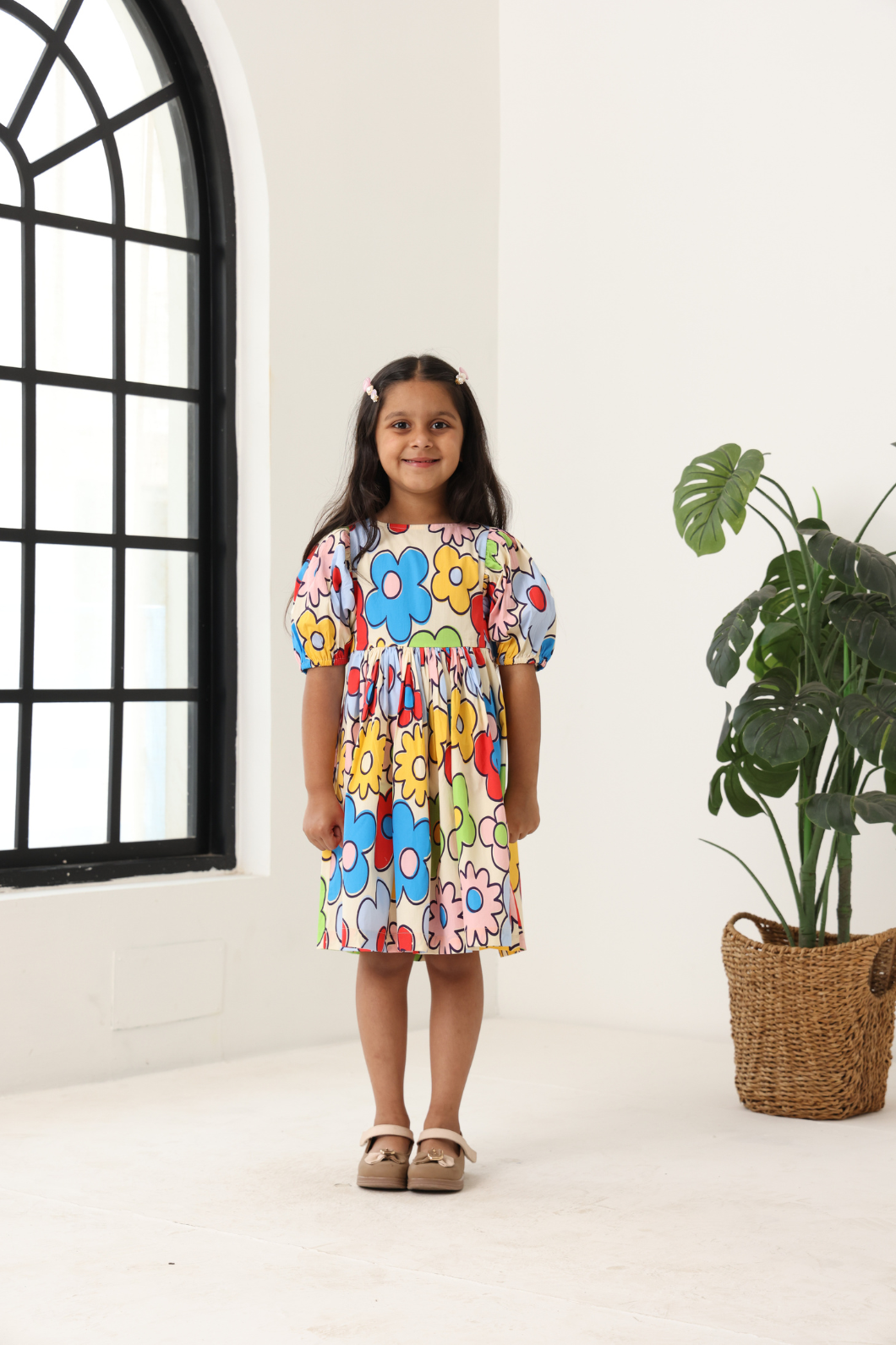 Girls' Multi Color Printed Dress