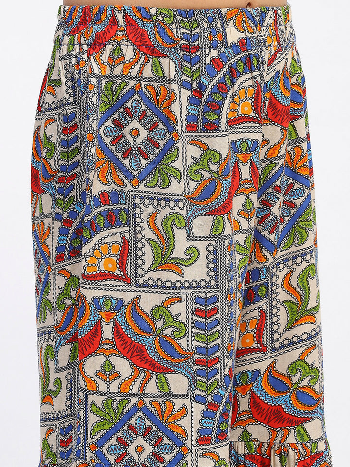 Girls Royal Blue Ethnic Peplum Tunic and Sharara Set