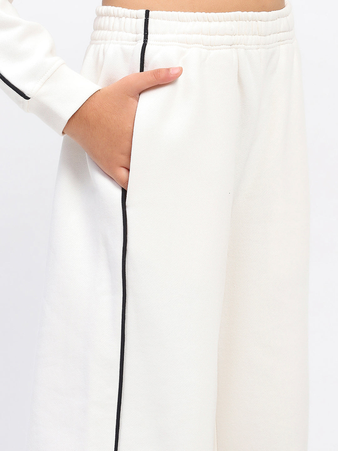 Girls White Long Sleeve Sweatshirt Set