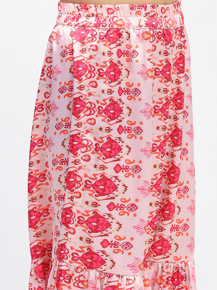 Girls Full Sleeve Printed Anarkali Kurta and Palazzo Set