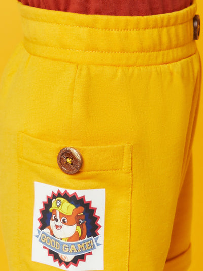 Kid Boys Printed Round Neck T-Shirt and Yellow Pants Set