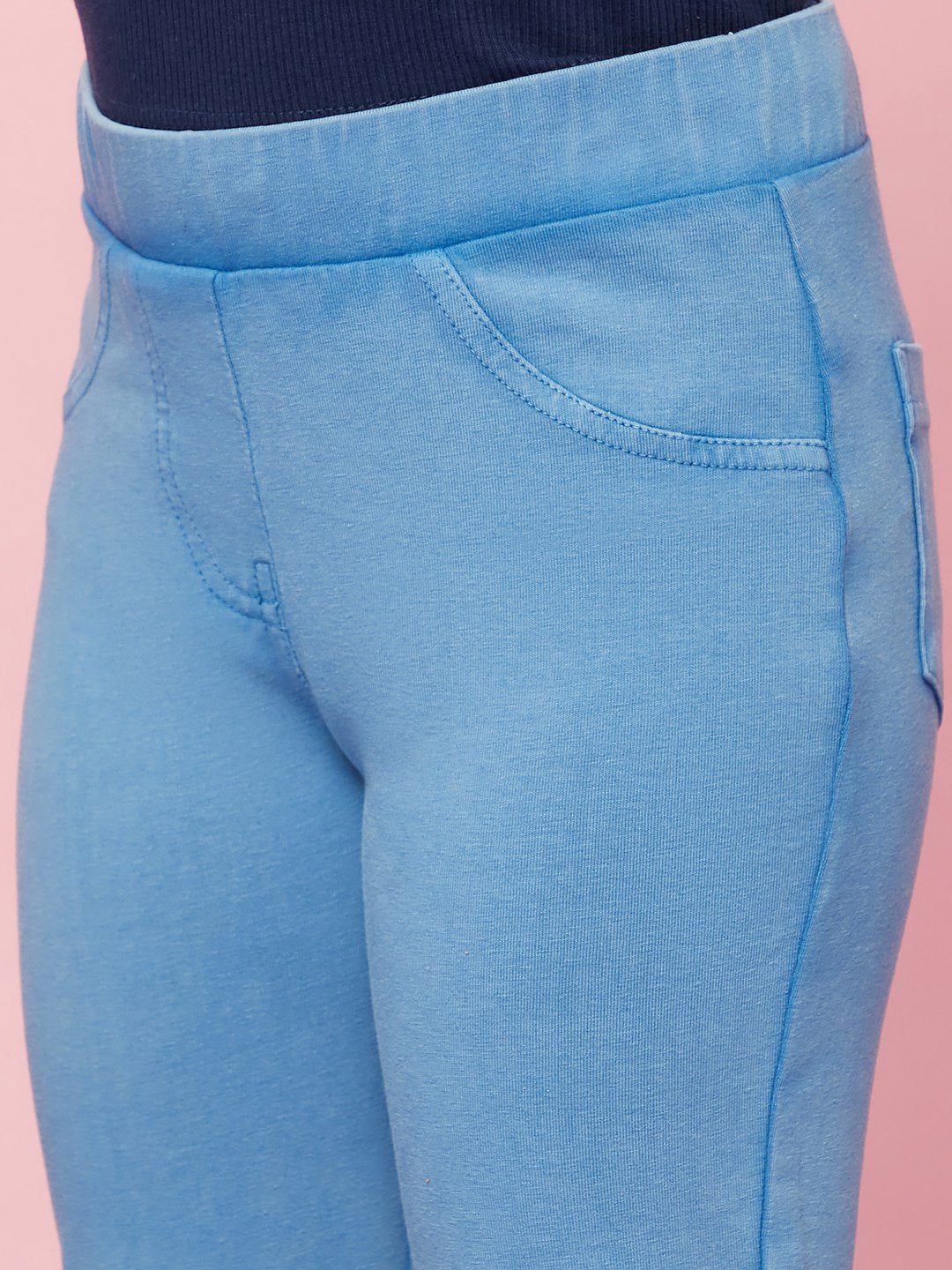 Kid Girls' Dark Blue Sleeveless Top and Light Blue Pants Set