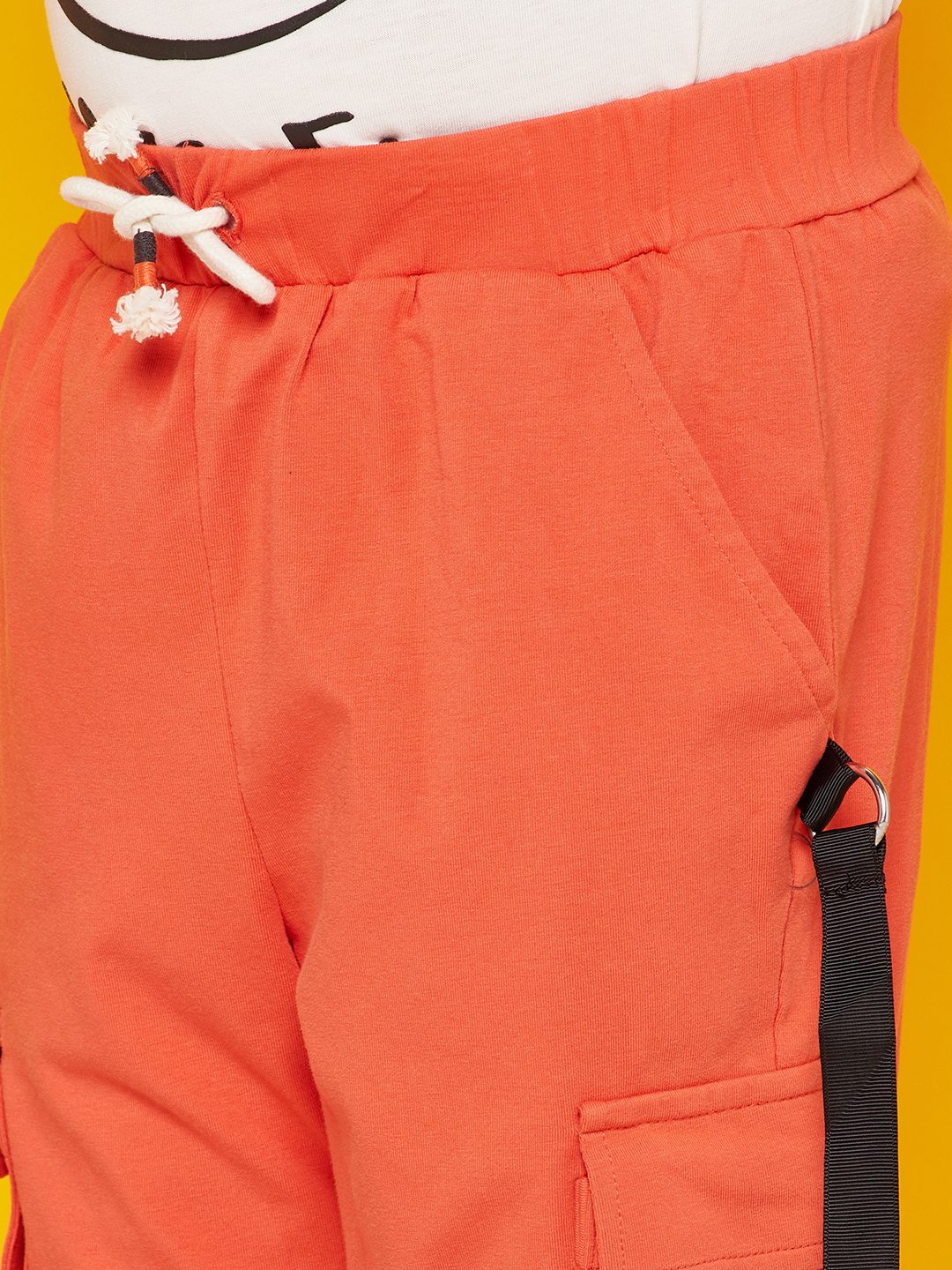 Kid Boys' White Smiley Printed T-Shirt with Orange Pants Set