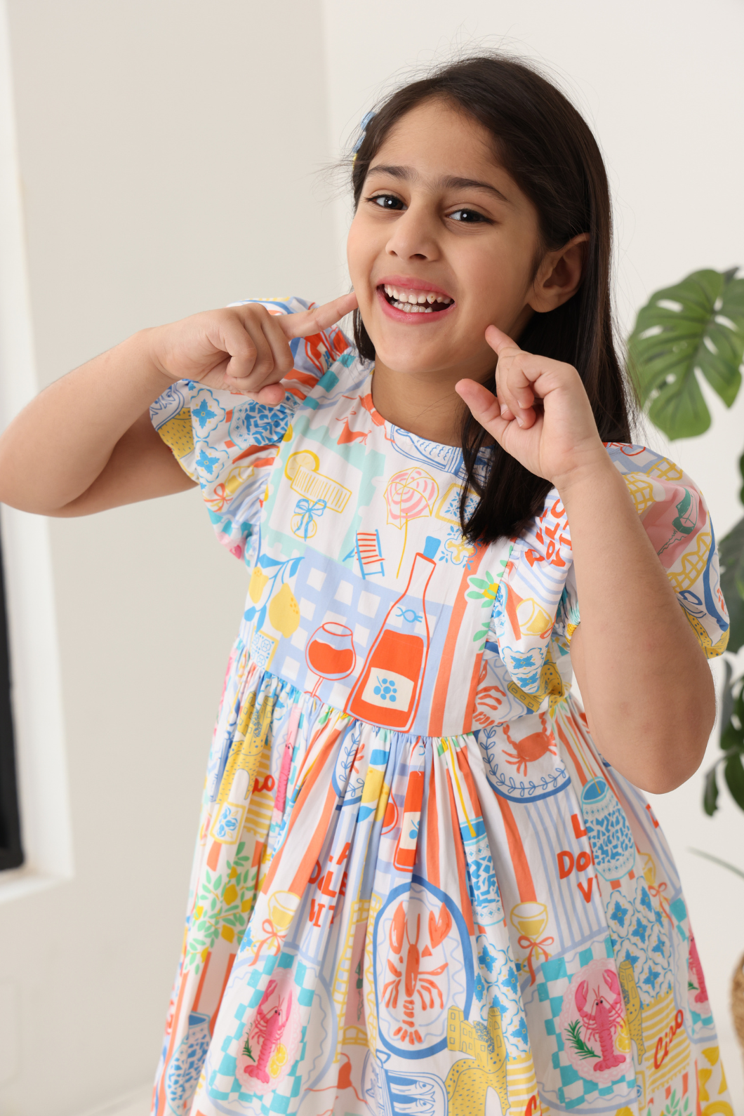 Girls' Multi Color Printed Dress