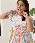 Girls' Multi Color Printed Dress