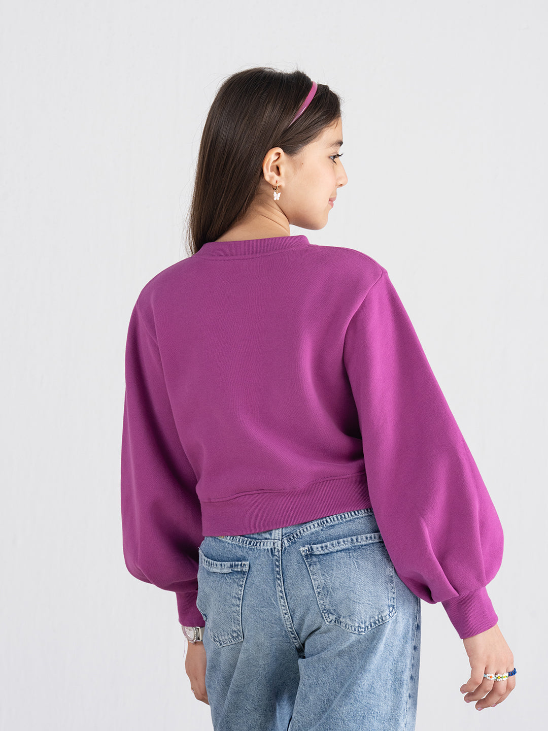 Trendy Embroidered Purple Sweatshirt