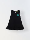 Black Cotton Sleeveless Ruffle Hem Dress
