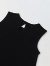 Black Cotton Sleeveless Ruffle Hem Dress