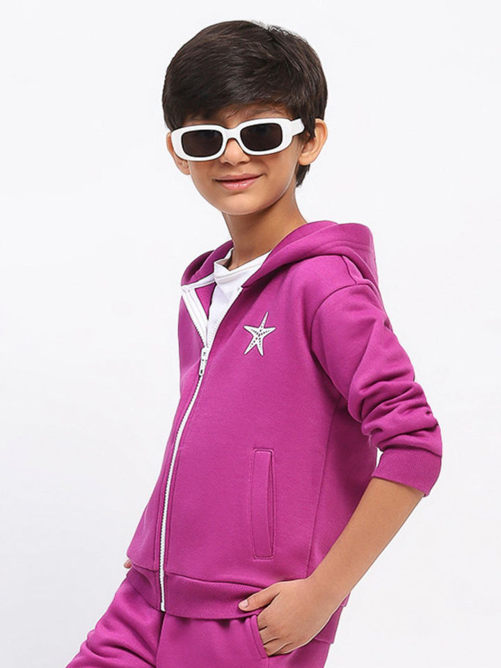 Boys Purple Long Sleeve Hoodies Jacket