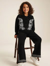 Black Cotton Gauze Embroidered Set