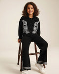 Black Cotton Gauze Embroidered Set