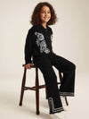 Black Cotton Gauze Embroidered Set