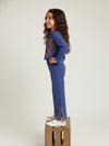 Blue  Cotton Gauze Embroidered Set