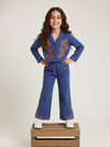 Blue  Cotton Gauze Embroidered Set