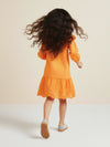 Orange Eyelet Lace Ruffle Dress-Girls.