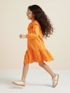Orange Eyelet Lace Ruffle Dress-Girls.