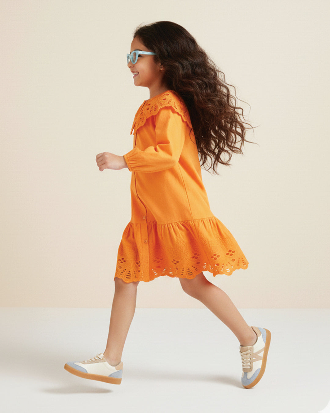 Orange Eyelet Lace Ruffle Dress-Girls. – Spunkies