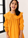 Girls Mustard  Frill Collar Kids Dress