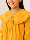 Girls Mustard  Frill Collar Kids Dress