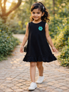 Black Cotton Sleeveless Ruffle Hem Dress